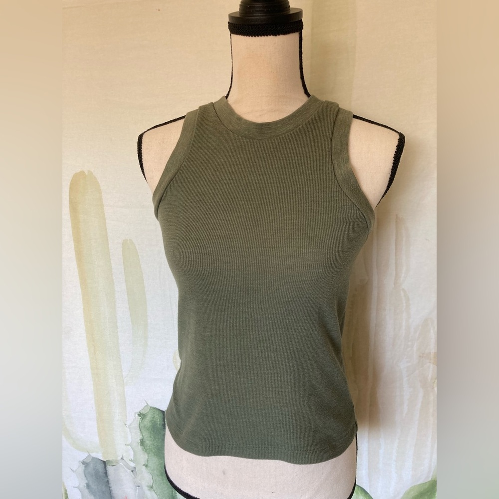 Madewell Olive Green Sleeveless Ribbed Top